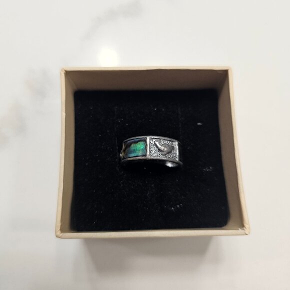 Dolphin Sterling and Turquoise Ring Band - Picture 2 of 2